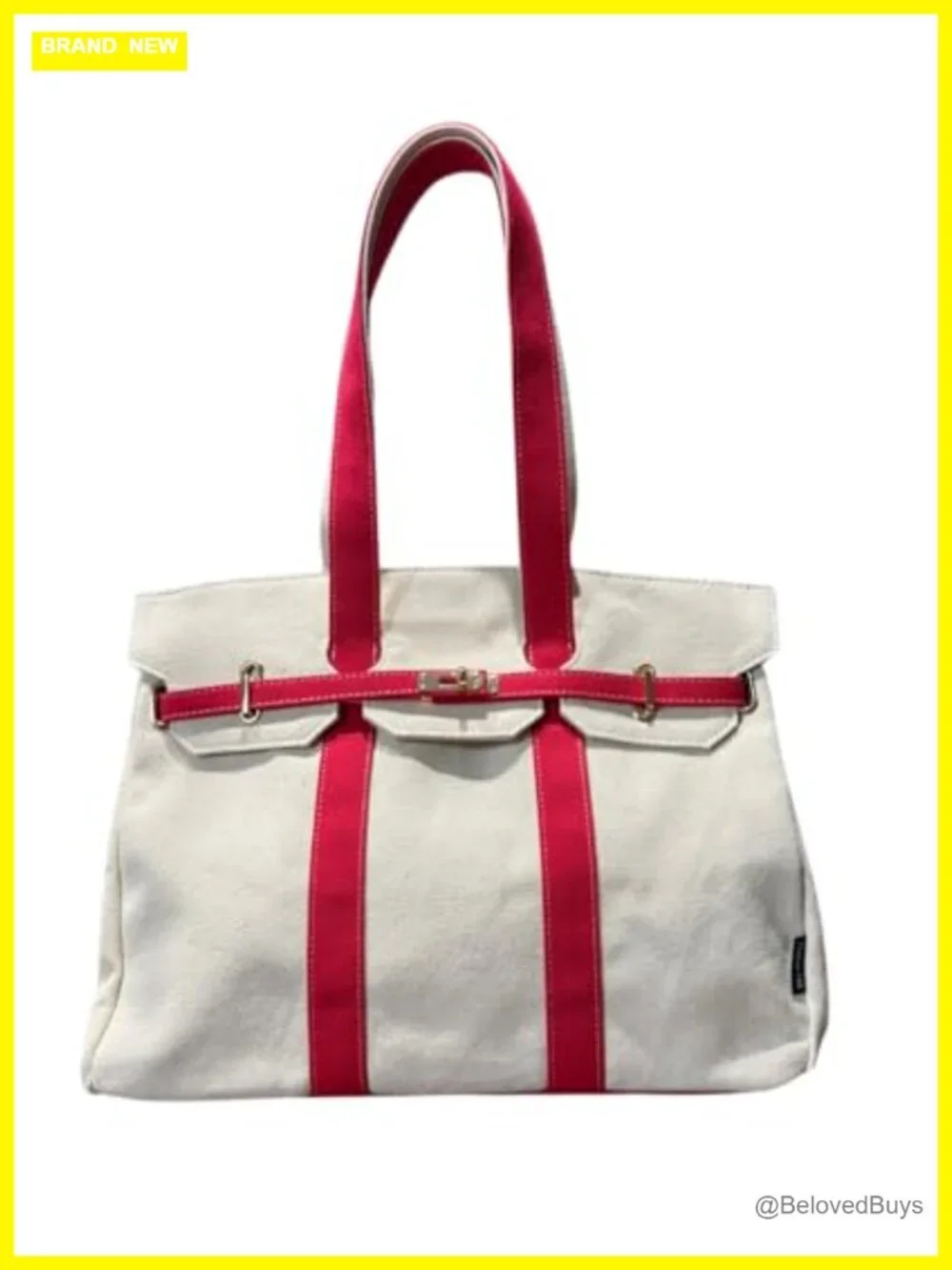 Canvas Tote Bag with Gold Buckle Closure - Heavyweight & Roomy